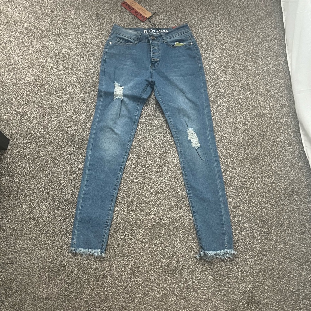 Ripped Blue Skinny Jeans for Women